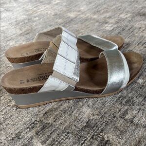 NAOT Silver White low Wedge Shoes with Comfort Design - slide on - 39 (US8)
